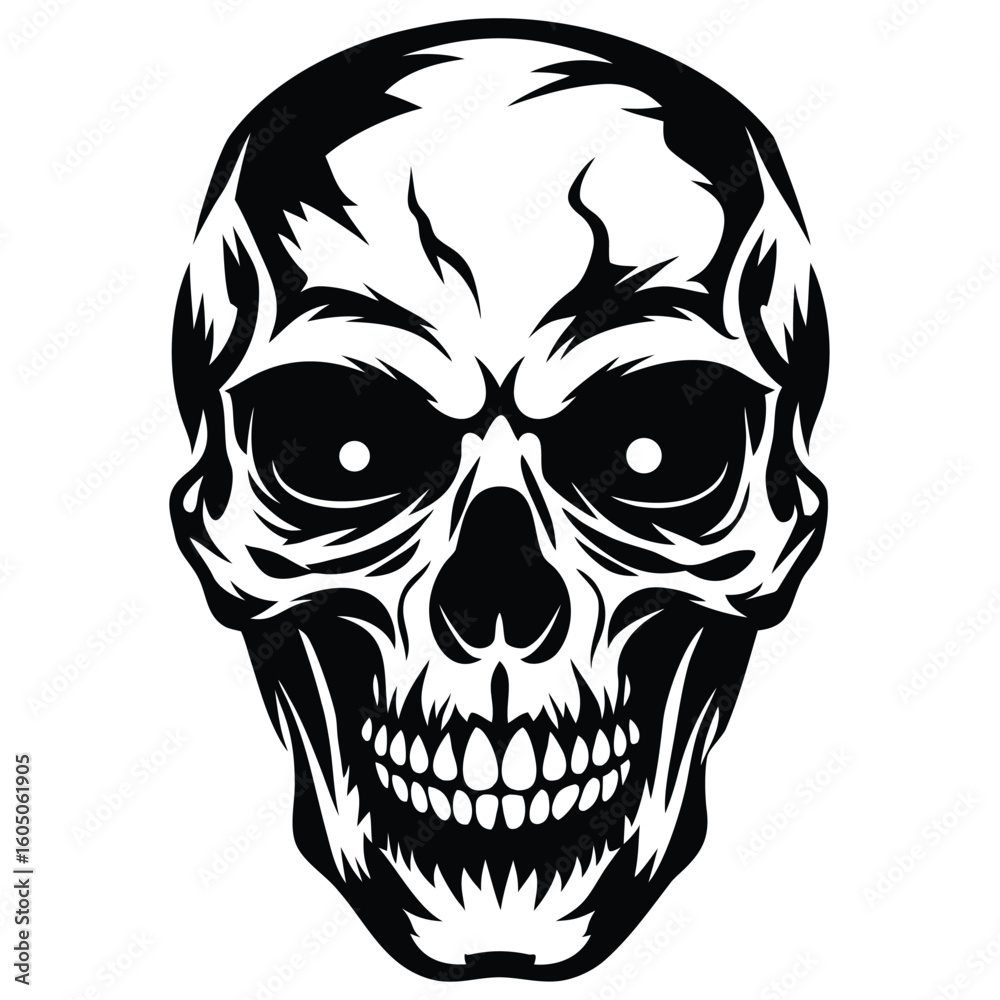 Fototapeta premium Menacing black skull silhouette scary