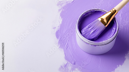 watercolor style open can of deep purple paint