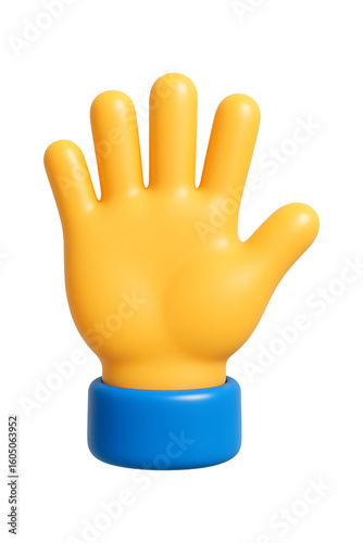 3D Raised Hand Gesture Icon Isolated on a Transparent Background