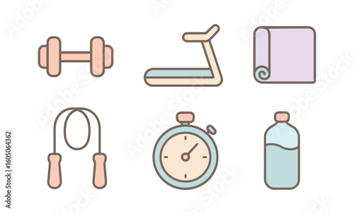 Stylish fitness icons: equipment and accessories for a healthy lifestyle