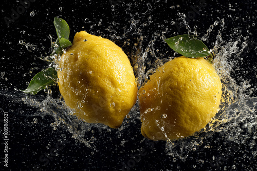 lemon in water splash