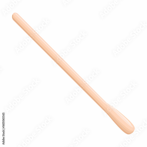 Angled Wooden Swab Stick with Rounded Tip Light Beige Color