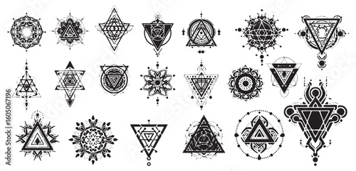 Collection of intricate black and white ornamental designs featuring geometric patterns and decorative elements in a vintage style