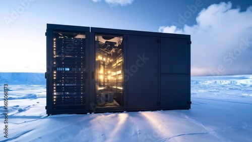 Antarctic Server Farm: Futuristic Tech in a Frozen Landscape