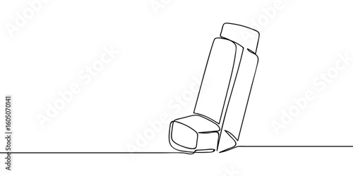 Continuous hand drawn line asthma inhaler Simple art lines, vector on transparent background, editable strokes.