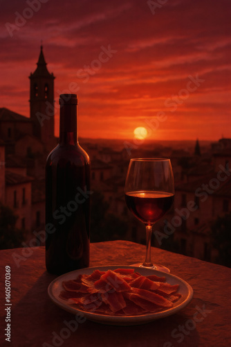 beautiful Spanish afternoon with wine and good ham.