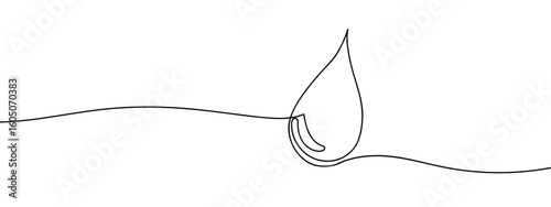 Hand drawn continuous line, water drop Simple art lines, vector on transparent background, editable strokes.
