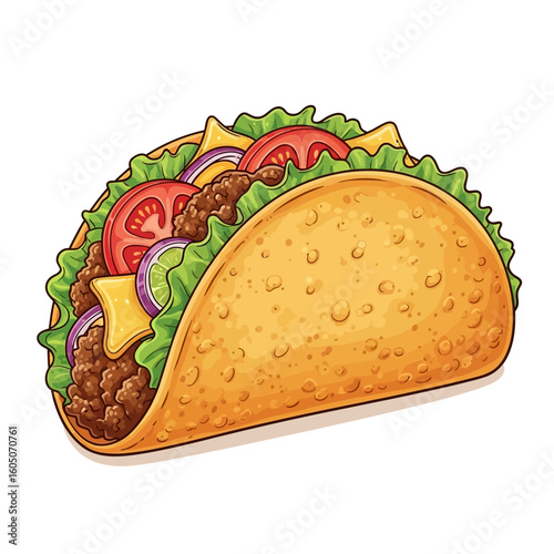 cartoon taco with fresh ingredients clip art preview