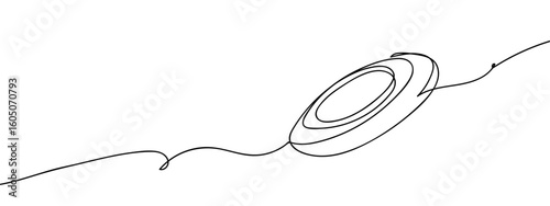 Continuous hand drawn line, flying saucer Simple art lines, vector on transparent background, editable strokes.
