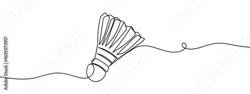 continuous line badminton ball Simple art lines, vector on transparent background, editable strokes.