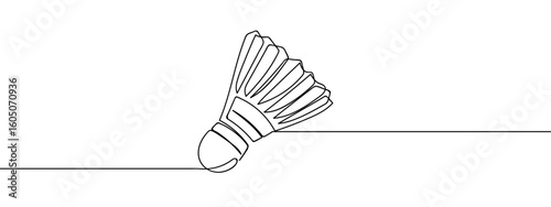 continuous line badminton ball Simple art lines, vector on transparent background, editable strokes.