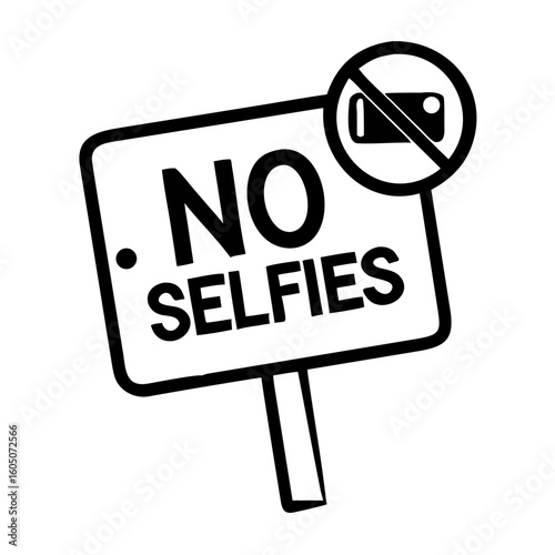 No selfies sign with prohibition symbol on white background  
