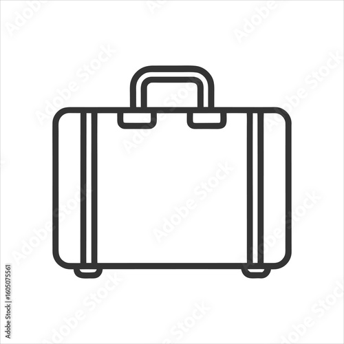 Single line suitcase icon on white background