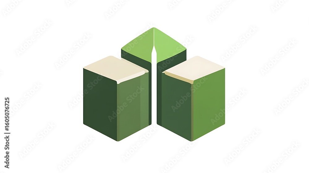 Fototapeta premium Geometric green shapes, upward point