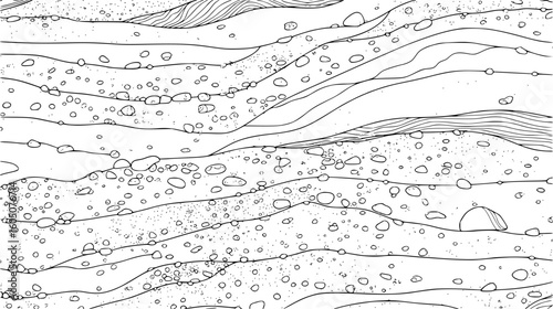 Detailed crosssection of sedimentary layers showing sand, gravel, and pebbles with distinct bedding patterns