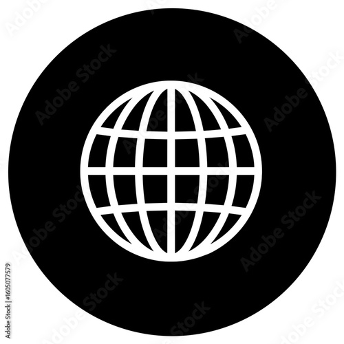 Globe icon in black and white design for global connectivity concept