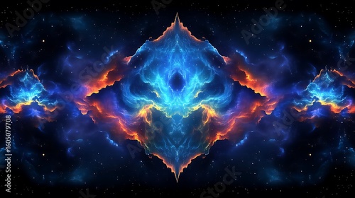 Abstract, symmetrical, cosmic nebula design