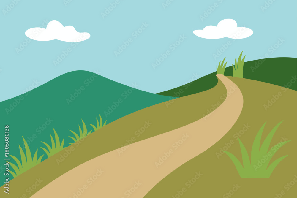Fototapeta premium Trail along hills with wild grass natural hiking path