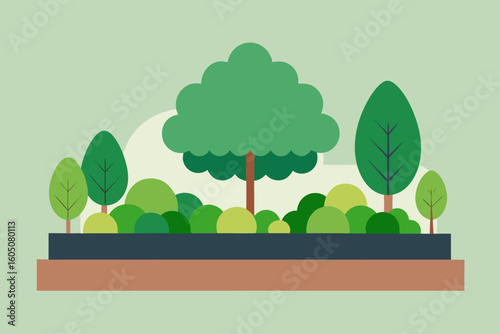 Small garden with bushes cozy outdoor greenery