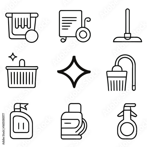 Cleaning supplies and tools bucket