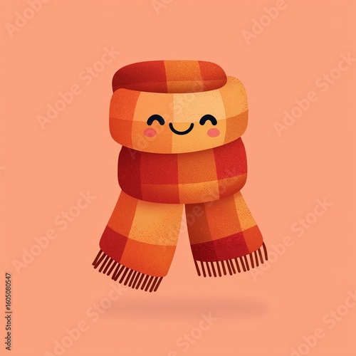 Cozy Kawaii Scarf Character Embracing Warmth and Joy