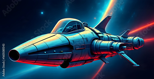 Wallpaper Mural 3D model of futuristic space ship in interstellar travel background Torontodigital.ca