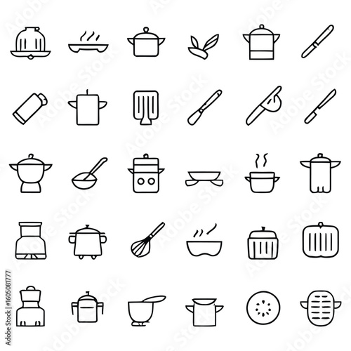 Kitchenware icons cooking utensils vector