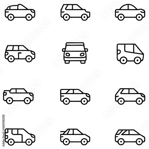 Vehicle icons automobile transport
