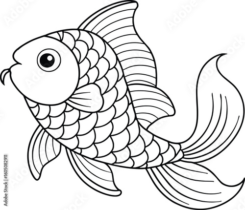 Cute cartoon koi fish illustration perfect for kids coloring books and fun educational art projects