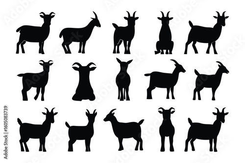 A collection of black goose silhouettes displayed in three rows showing various poses and movements