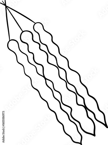 a simple vector churchkhela icon, a bunch of sweets, national Georgian cuisine, black and white hand-drawn icons