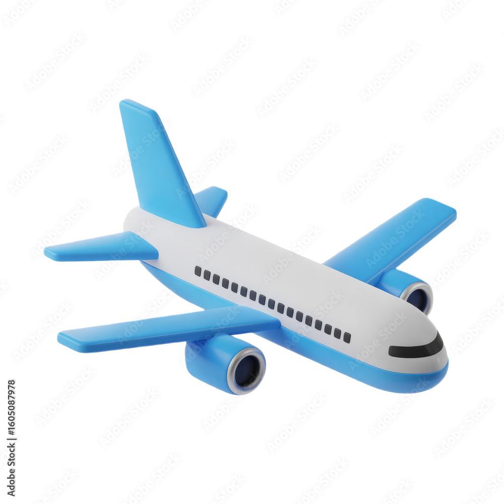 Fototapeta premium A blue and white airplane toy with a black background
