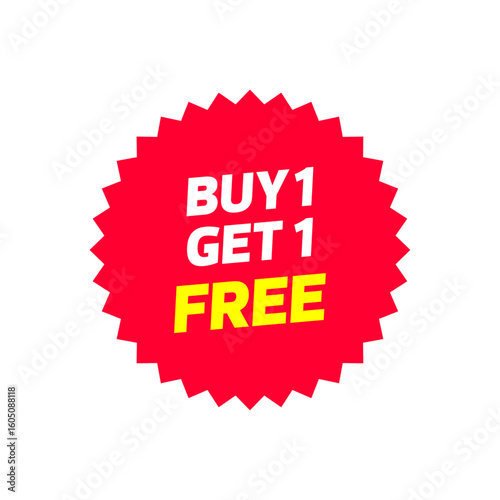 Buy 1 Get 1 Free Round Badge – Promotional Offer Label