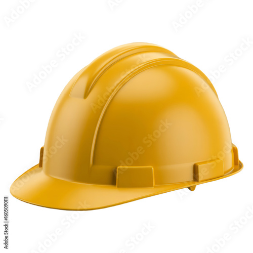 Yellow hard hat safety equipment on black background