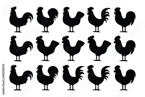 Collection of silhouetted sheep in various poses and angles against a white background for design elements