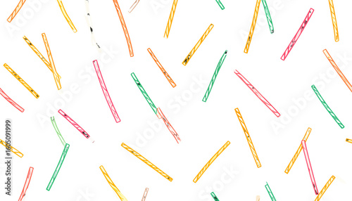 Colorful hand-drawn candy sprinkles scattered in a playful, sketchy watercolor style.