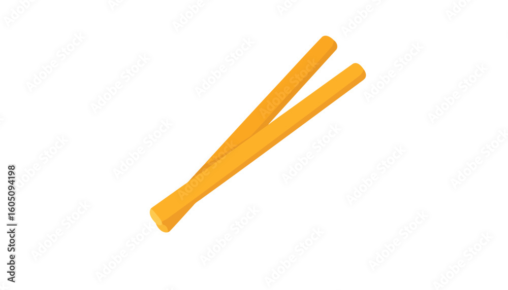 Obraz premium Two simple golden yellow breadsticks or biscuit sticks in a flat vector style.