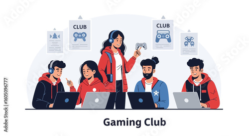 Enthusiastic Young Gamers Joining A Vibrant Esports Gaming Club Community