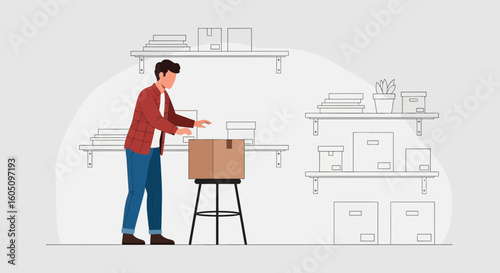 Entrepreneur Preparing Orders For Clients In His Home Warehouse Space