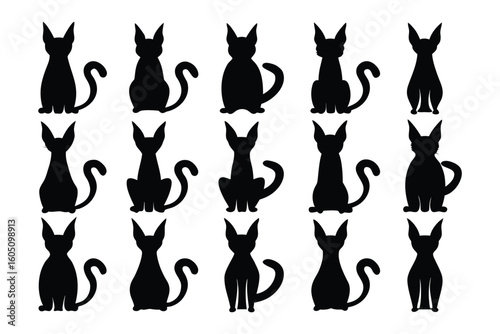 Collection of silhouetted kangaroos in various poses showcasing their distinctive anatomy and movements