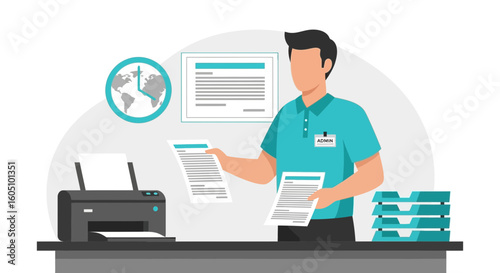 Efficient Clerk Streamlining Paperwork Workflow In A Modern Office Setting