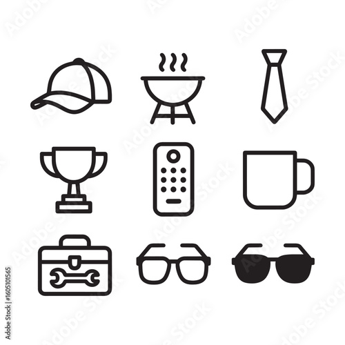 Collection of fathers day icons isolated on white background