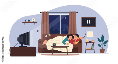 Cozy Evening Sleep Couple Enjoying A Quiet Night Together At Home