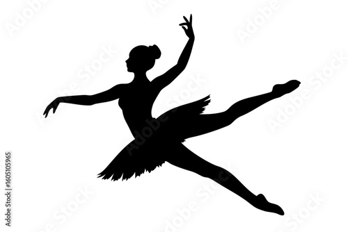 Silhouette of ballerina dancer in arabesque pose graceful ballet performance art