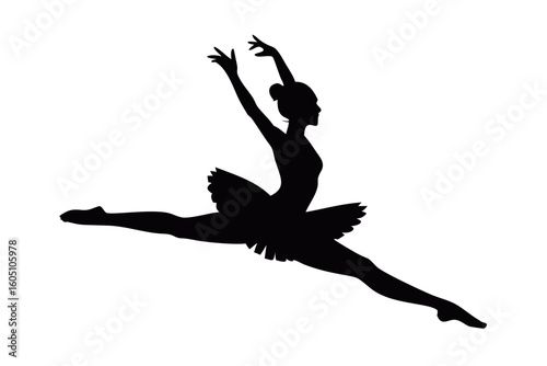 Silhouette of ballerina dancer in arabesque position performing ballet dance art