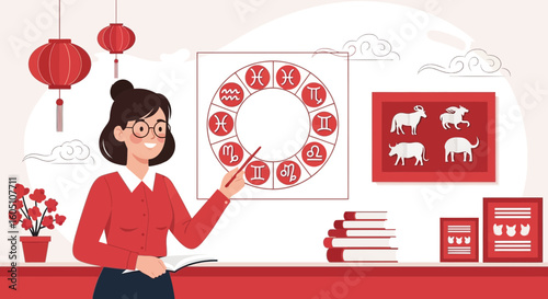 Exploring Chinese Zodiac and Astrology Knowledge in a Symbolic Classroom
