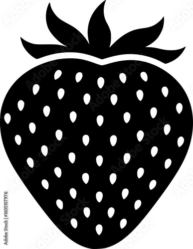 strawberry fruit stencil icon silhouette vector illustration