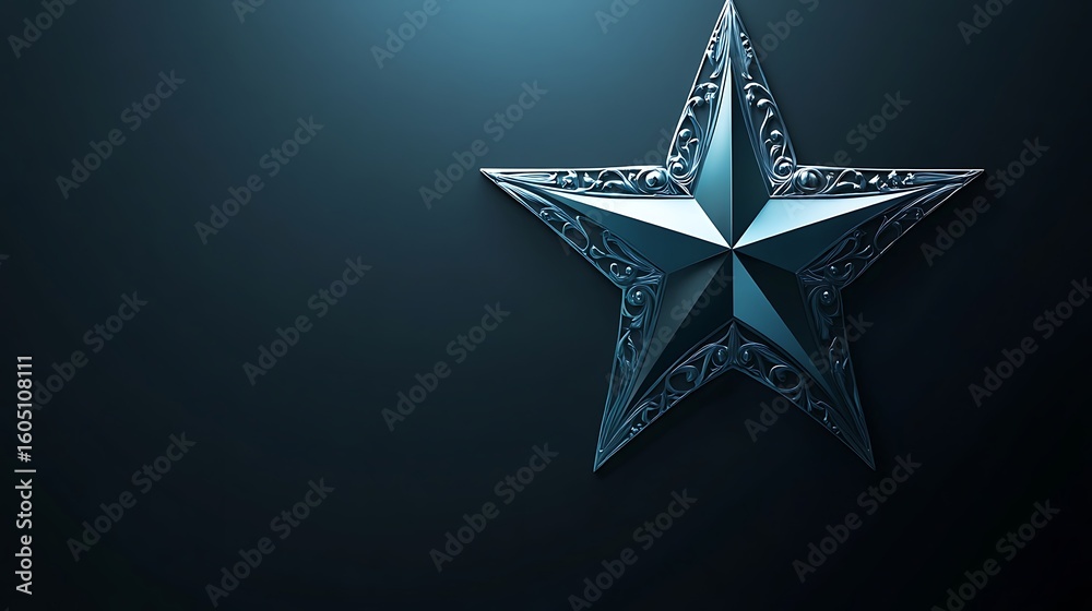 Fototapeta premium Ornate blue star on dark background