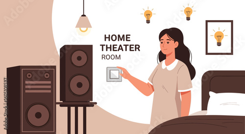 Cozy Home Theater Room Design Concept With Modern Entertainment System Setup