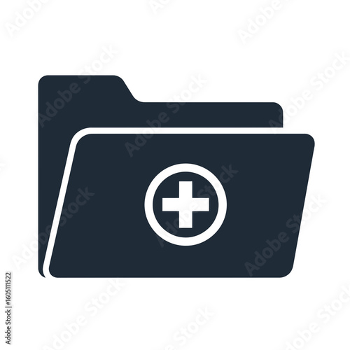 Dark folder icon with a plus sign representing adding new files or medical records